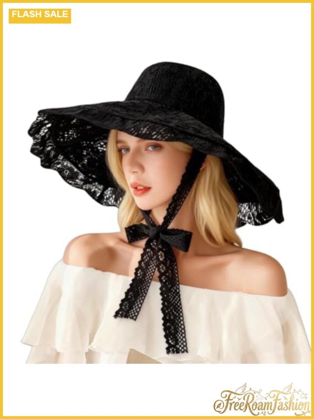 Women's Lace Floppy Wide Brim Sun Hat Foldable Beach Travel Sunshade Cap